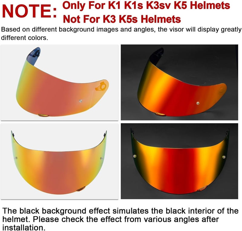 psler k1s Visor - k1 Helmet Visor k3sv Tinted Visor k5 Face Shield Replacement for k1 k1s k3sv k5,Deep Red - Image 3